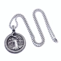 Silver Viking Ouroboros Snake and Tree of Life pendant with box chain in stainless steel - Model A Ouroboros Pendant with 60CM Box Chain