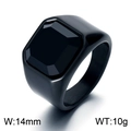 Men's vintage square black agate ring in polished black stainless steel finish - US 7 / Black Agate Style (KR110134-MZOZ) / Black