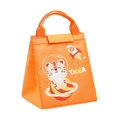 Orange thermal lunch bag with cartoon tiger pattern and durable fabric handle - Orange Planet Tiger