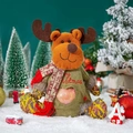 Christmas reindeer gift bag with green burlap, clear heart window and Merry Christmas embroidery - Christmas Cartoon Elk Bag