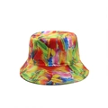 Chapeau de soleil réversible avec imprimé abstrait 3D coloré style peinture à l'huile - Taille unique / Style de Coups de Pinceau Colorés à Haute Saturation (02)