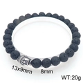 Men's 8mm black lava stone beaded elastic bracelet with silver Buddha head charm - Silver Buddha Head Style (KB205883-Z)