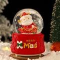 Christmas snow globe featuring Santa Claus on a red textured base with Merry Xmas text - 80 Medium Music+Light / Style 40 Sleigh