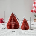 Two red origami Christmas tree scented candles in large and small sizes with Best Wishes ribbons - Small Red (Sweet Berry)