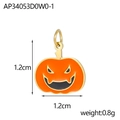 Detail view of Halloween pumpkin charm with dimensions 1.2cm and 0.8g weight specs - Orange Smiling Pumpkin