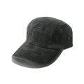 Primo piano della trama in cotone lavato vintage e dell'occhiello di un cappello a 5 pannelli - M (56-58cm) / Nero