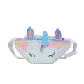 Cute white unicorn sequin crossbody bag for girls with adjustable strap and unicorn horn - 24*7*14cm / White