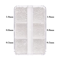 Set de micro cuentas plateadas para nail art en caja de 6 rejillas de 0,5mm a 1mm - Mini Cuentas de Acero de 6 Rejillas (0.5-1.0mm) / Plateado