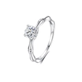 S925 sterling silver bamboo joint ring with round moissanite solitaire stone - Fdjz-413-0.5ct Moissanite (d Color)