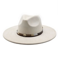 Off-white faux suede fedora with wide brim and leather shell decoration for women and men - M (56-59cm) / Off-white Suede