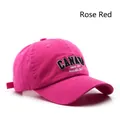 Rose red vintage baseball cap with Canada Niagara Falls embroidery in washed cotton - Rose Red