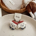 Set of two cute puppy hair ties with red berets and tiny bells for little girls - Red Hat Dog Hair Tie