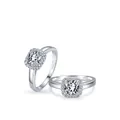 Minimalistischer S925 Sterling Silber Ring mit Kissen-Schliff Zirkonia in Halo-Design - US-Größe 5 / Silber