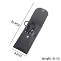 Portable eyebrow grooming set in black leather case with dimensions and weight info - Black Eyebrow Grooming 3pcs Set
