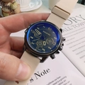 Quartz men's watch with black case, beige silicone strap and dark chronograph dial - Off White