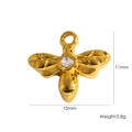 Ciondolo ape in acciaio dorato con inserto in cristallo, dimensioni 10x11 mm - Piccola Ape-003 / Oro-Zircone Bianco