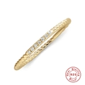 Twisted band S925 sterling silver ring in gold with seven inset white diamonds - Gold #1