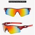 Sport cycling sunglasses featuring a burgundy frame and red mirror coated lenses - Wine Red Frame (Red Mirror)