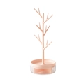 Organisateur de bijoux rose en forme d'arbre avec base ronde de rangement rose - Rose Corail