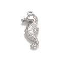 Silver seahorse ocean series pendant accessory with metallic texture on white background - Seahorse / Silver