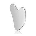 Heart-shaped stainless steel gua sha tool with polished silver finish on white background - Heart Shape 63*85*3.5MM