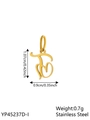 Golden stainless steel letter F pendant charm with precise dimension measurements - Geometric Heart-I