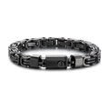 Poliertes schwarzes Edelstahl-Gliederarmband mit sicherem Faltverschluss für Herren - Stil A (KB157947-KFC) / Schwarz