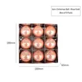Set of 9 rose gold Christmas balls 6cm size in silver gift box packaging - Rose Gold