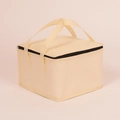 Grande borsa termica beige in tessuto non tessuto con cerniera e manici resistenti - 6 Pollici Doppio Strato 27x27x28cm / Beige