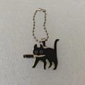 Creative black cat pendant with knife design in polished steel with a bead chain - Keychain (Ball Chain)