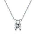 Elegant S925 silver necklace featuring a round brilliant-cut lab diamond pendant - Geometric Four-Prong Solitaire Pendant (N9205)