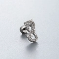 Silver dragon-shaped titanium steel stud earring with sparkling white zircons - Dragon Shape Style (A84-6#) / Single Piece