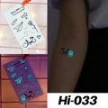 Glow in the dark waterproof blue tattoo sticker with stars and roses style Hi-033 - Hi-033 (Sparkle)