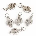 Silver cactus jewelry pendant with micro-paved cubic zirconia for DIY jewelry making - Cactus Model A / Platinum (White Zircon)