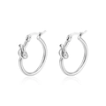 Orecchini a cerchio con nodo in argento da donna in acciaio inossidabile premium - Un paio / Argento