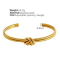 Bracciale rigido regolabile in acciaio inossidabile dorato con nodo a corda ritorta - Oro Largo