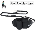 Ceinture de course multifonction noire pour chien avec laisse élastique réfléchissante - Sac Unique 300D / Noir Pur