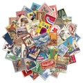 Set di 50 adesivi vintage a forma di francobollo da viaggio per scrapbooking e DIY - 50 Pezzi Viaggio Vintage Francobolli Adesivi