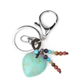 Blue turquoise heart stone keychain with colorful beads and silver lobster clasp - Turquoise (Multi-Color Chakra Beads)