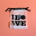 Pink frosted EVA drawstring bag with LOVE volleyball print for cosmetic storage - Transparent LOVE