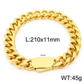 Bracelet cubain doré en acier titane pour hommes et femmes, largeur 11mm et longueur 210mm - Or 11mm de Large (KB164530-Z)