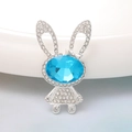 Funkelnder Kaninchen-Charm aus Zinklegierung mit blauem Kristall für DIY-Zubehör - See Blau