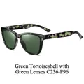 Polarized sunglasses in green tortoiseshell frames with green lenses model C236-P96 - Green Tortoise Frame / Green Lens