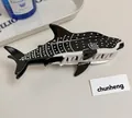 Shark hair claw clip with whale shark pattern made of premium acetate in black and white - Shark Black