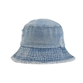 Cappello da pescatore unisex in denim lavato azzurro con strappi e bordi a taglio vivo - Denim Blu Chiaro