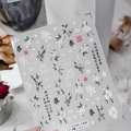 Stickers ongles 5D fleurs blanches avec motifs de jasmin de style chinois - TS-2646 Murraya Paniculata - Nouveau Relief