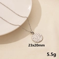 Vintage silver hollow round pendant necklace with hammered texture in stainless steel - Hammered Texture Round Disc (S421-S+N22-S)