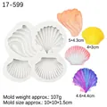 White silicone sea shell mold with diverse textures for ocean theme fondant cake decor - 1# Shell / Gray