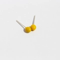 Vibrant yellow round enamel ball stud earrings with premium silver pins for women - Yellow