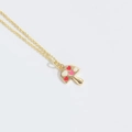 Sweet mushroom heart pendant necklace in golden finish for a chic pastoral look - Heart Mushroom Style
